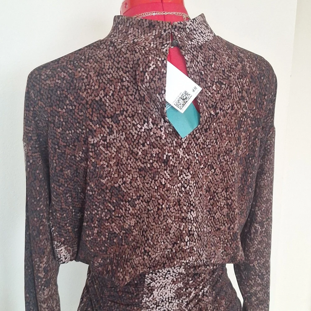H&M Pretty Long Brown & Tan Dress Size S - Picture 3 of 16
